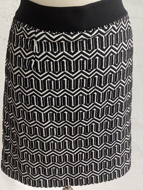 Y2K Geometric Print Stretch Banana Republic Plus Size Pencil Skirt 14